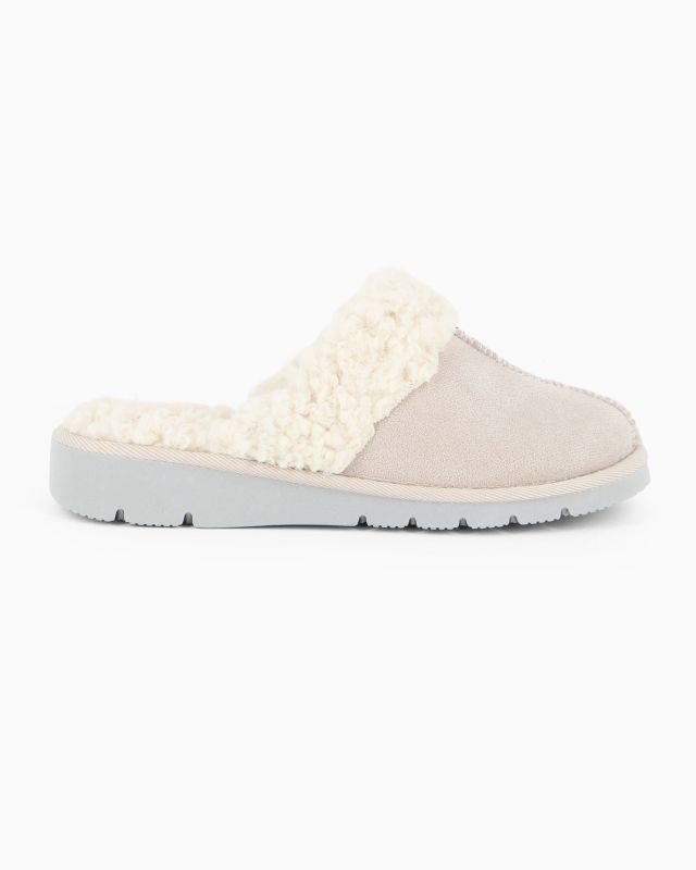 Prodotto: TIGLIO - Pantofole beige con pelliccia interna, MADE IN ITALY