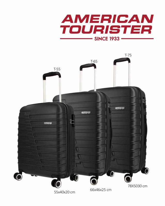 Prodotto: AMERICAN TOURISTER - TROLLEY NERO IN ABS 4 RUOTE CON COMBINAZIONE TSA