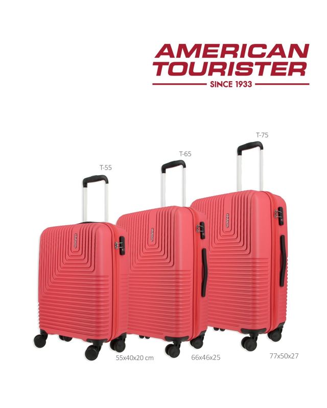 Prodotto: AMERICAN TOURISTER - TROLLEY ROSSO IN ABS 4 RUOTE CON COMBINAZIONE TSA