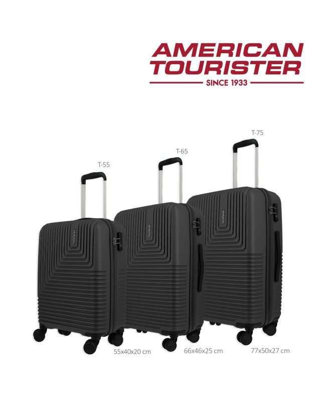 Prodotto: AMERICAN TOURISTER - TROLLEY NERO IN ABS 4 RUOTE CON COMBINAZIONE TSA