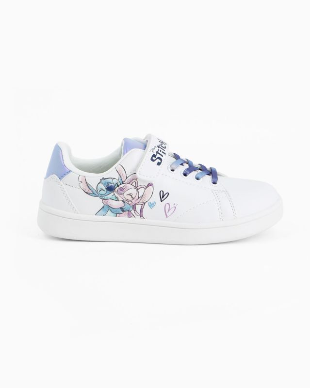 Prodotto: STITCH  - Sneakers bianca da bambina con lacci e strappo