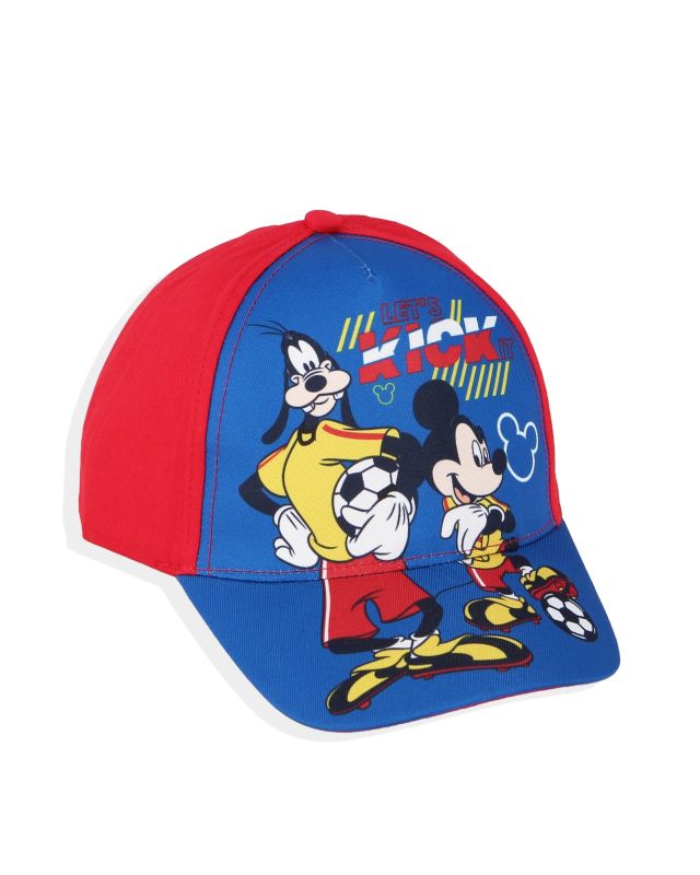 Prodotto: MICKEY - Cappello baseball rosso e blu con stampa frontale e chiusura a strappo