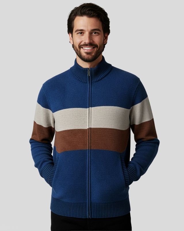Prodotto: BROKER'S - Maglia manica lunga full zip in ciniglia