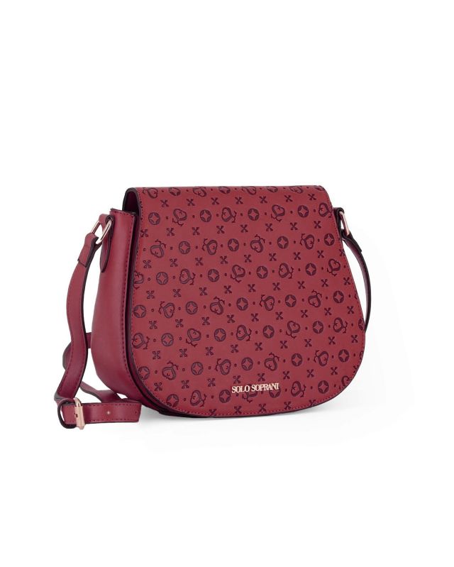 Prodotto: SOLO SOPRANI - Borsa bordeaux con patta loggata e tracolla