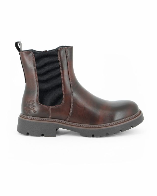 Prodotto: RIFLE - Beatles marrone da uomo con zip laterale e suola track
