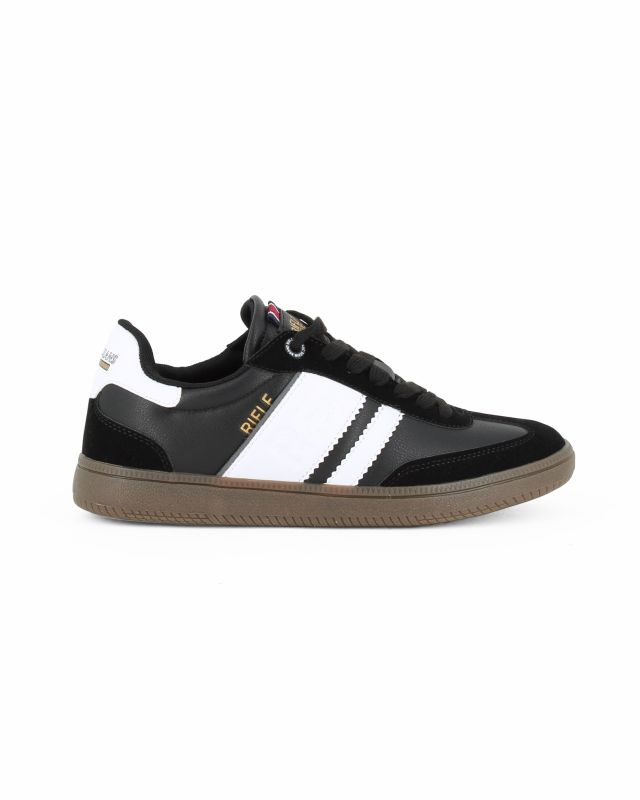 Prodotto: RIFLE - Scarpa sneakers nera e bianca da uomo con lacci