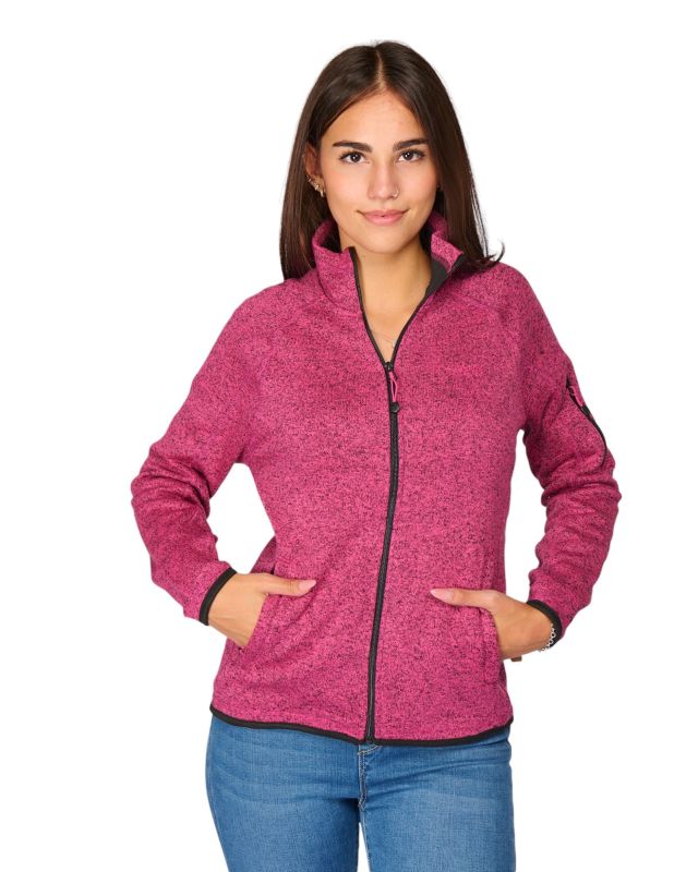 Prodotto: ON SPIRIT - Pile da donna fuxia con zip frontale in tessuto knit - AD01537 CLEOFE