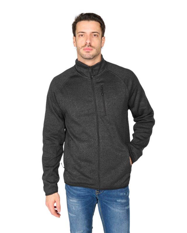 Prodotto: ON SPIRIT - Pile nero con zip frontale in tessuto knit polar da uomo - AU01951 CARLO