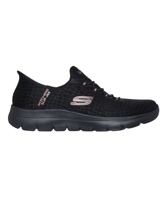 Prodotto: SKECHERS - SUMMITS - CLASSY NIGHT - Sneakers nera con tamaia in mesh effetto serpente