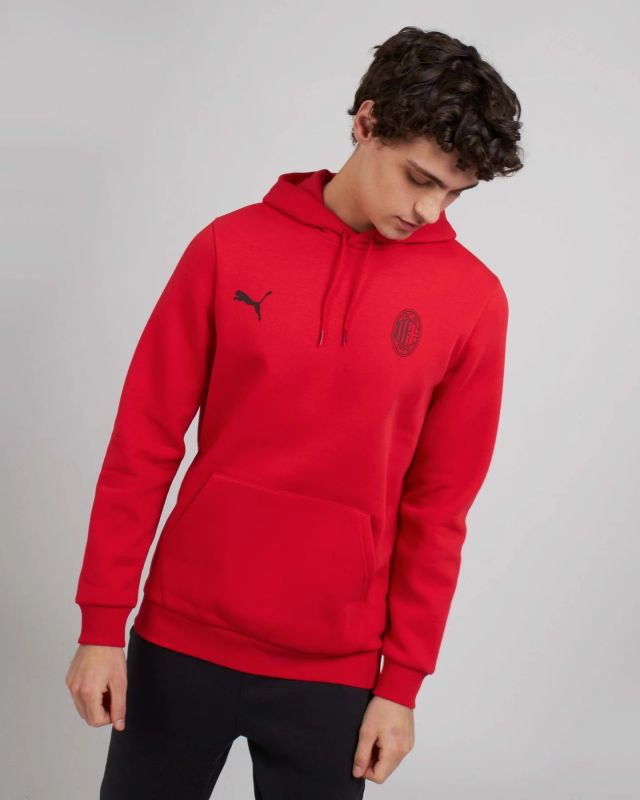 Prodotto: PUMA - FELPA CON CAPPUCCIO DA UOMO ROSSA/NERA AC MILAN ESS - 777671-01