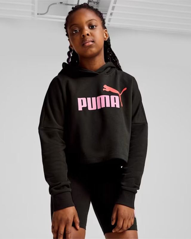 Prodotto: PUMA - FELPA CORTA CON CAPPUCCIO JUNIOR NERA CON LOGO VIOLA - 671134-01