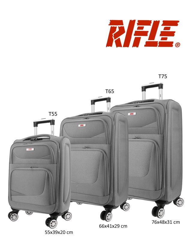 Prodotto: RIFLE - TROLLEY GRIGIO IN TESSUTO CON DOPPIA TASCA FRONTALE E 4 RUOTE