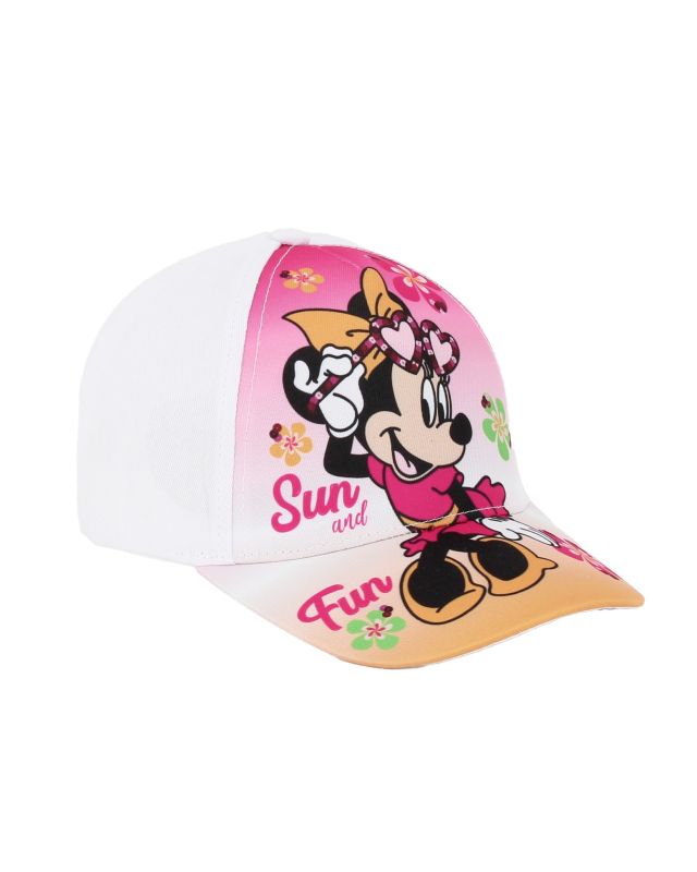 Prodotto: MINNIE - Cappello baseball bianco e rosa con stampa frontale e chiusura a strappo