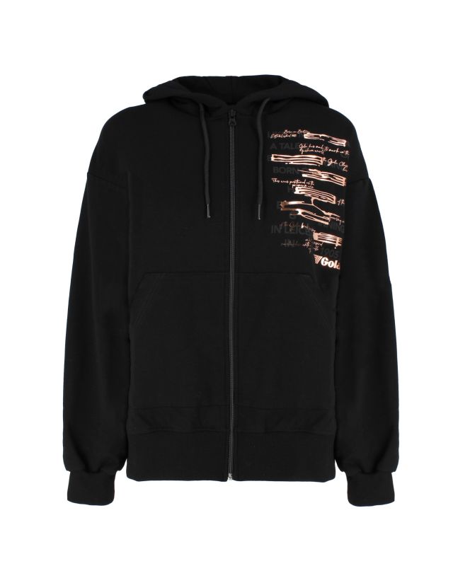 Prodotto: GOLA - FELPA NERA FULL ZIP CON CAPPUCCIO DA DONNA