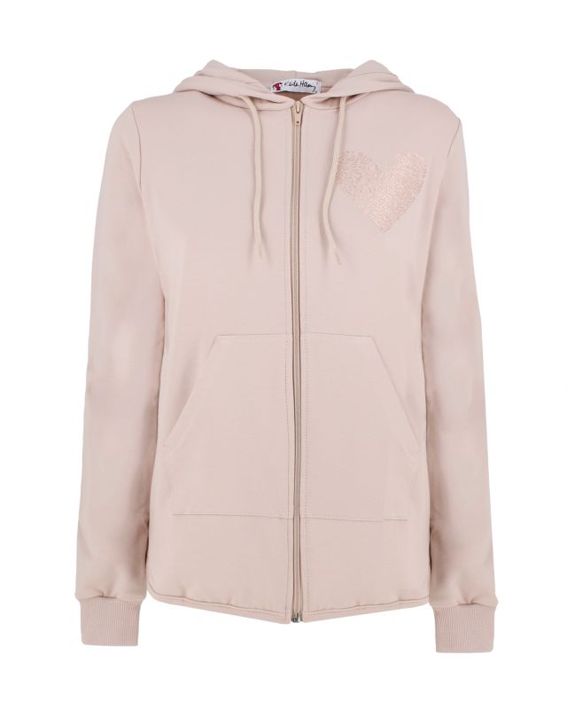 Prodotto: KEITH HARI - DONNA FELPA beige FULL ZIP CON CAPUCCIO