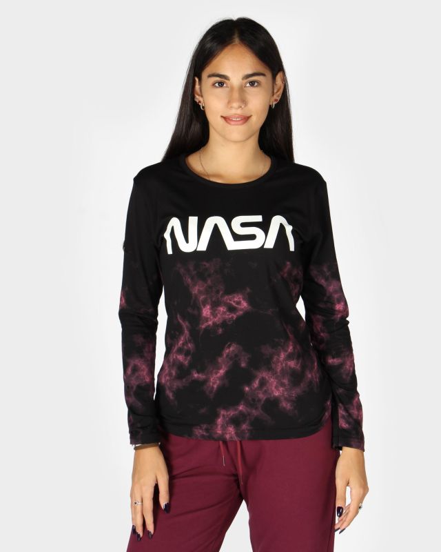 Prodotto: NASA - Tshirt nera a manica lunga da donna con logo