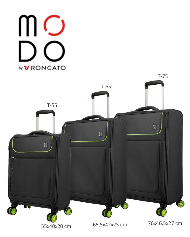 Prodotto: MODO BY RONCATO - TROLLEY NERO IN TESSUTO CON LUCCHETTO TSA