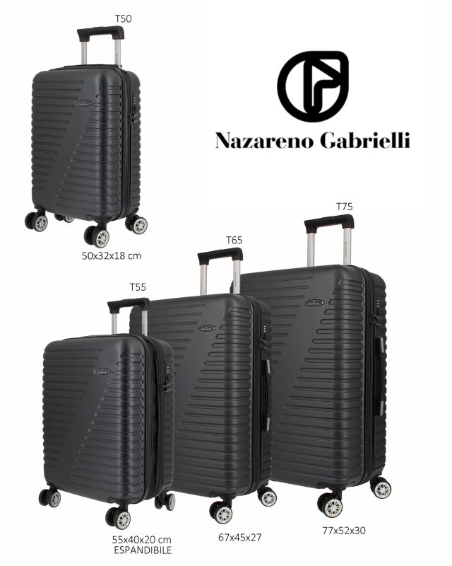 Prodotto: NAZARENO GABRIELLI - TROLLEY NERO IN ABS 4 RUOTE