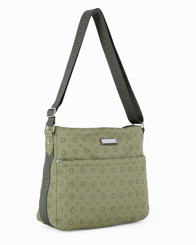 Prodotto: SOLO SOPRANI - Borsa verde con tracolla regolabile e zip frontale orizzontale
