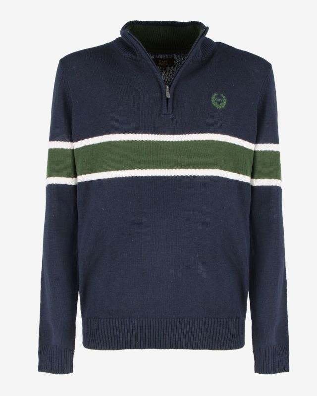 Prodotto: GMV - MAGLIONE MEZZA ZIP BLU NOTTE E VERDE MILITARE DA UOMO