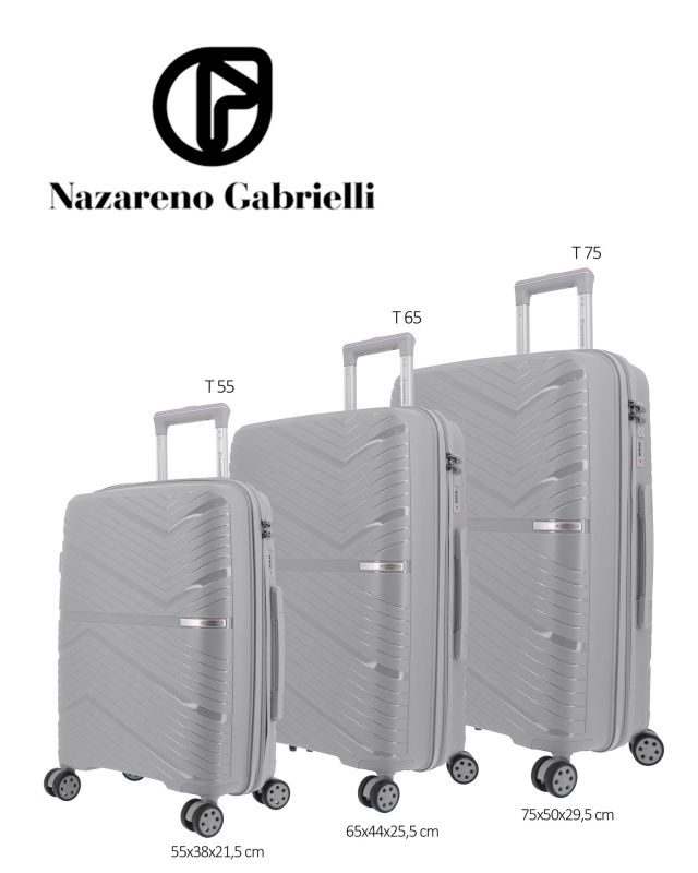 Prodotto: NAZARENO GABRIELLI - TROLLEY ARGENTO IN ABS 4 RUOTE