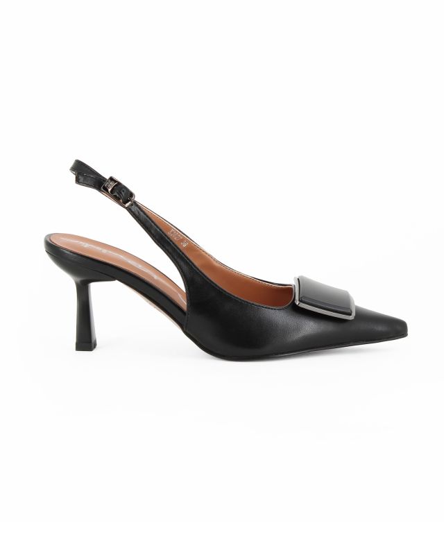 Prodotto: RENATO BALESTRA - Décolleté slingback nera con sottopiede in VERA PELLE, tacco 7CM