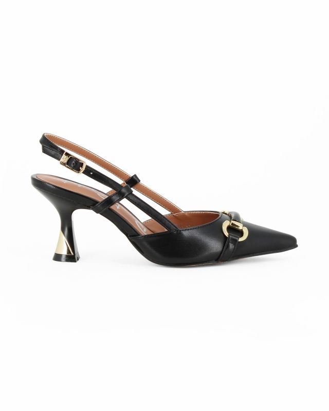 Prodotto: RENATO BALESTRA - Décolleté slingback nera con sottopiede in VERA PELLE e morsetto, tacco 6,5CM