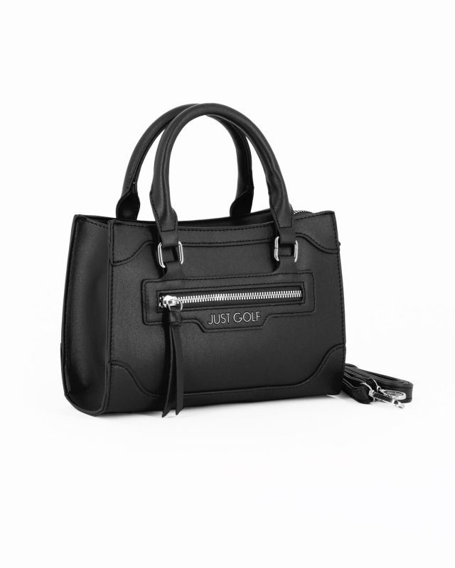 Prodotto: JUST GOLF - Borsa a mano nera con tasca frontale, tracolla removibile