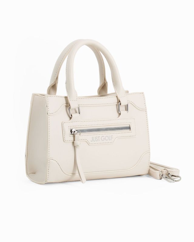 Prodotto: JUST GOLF - Borsa a mano beige con tasca frontale, tracolla removibile