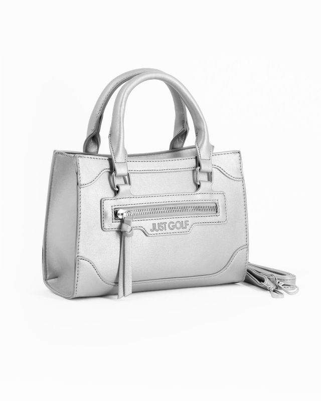 Prodotto: JUST GOLF - Borsa a mano argento con tasca frontale, tracolla removibile
