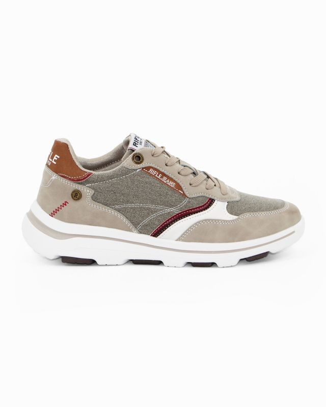 Prodotto: RIFLE - Sneakers beige da uomo con lacci