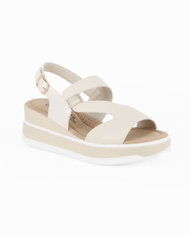 Prodotto: MISS GLOBO - Sandalo platform panna con sottopiede in memory soft, zeppa 5CM