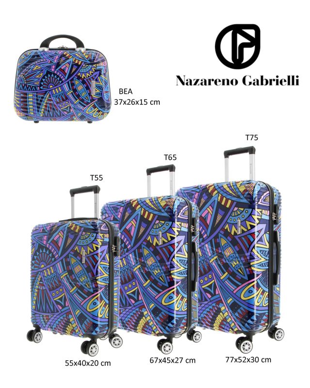 Prodotto: NAZARENO GABRIELLI - TROLLEY IN ABS 4 RUOTE STAMPE GEOMETRICHE