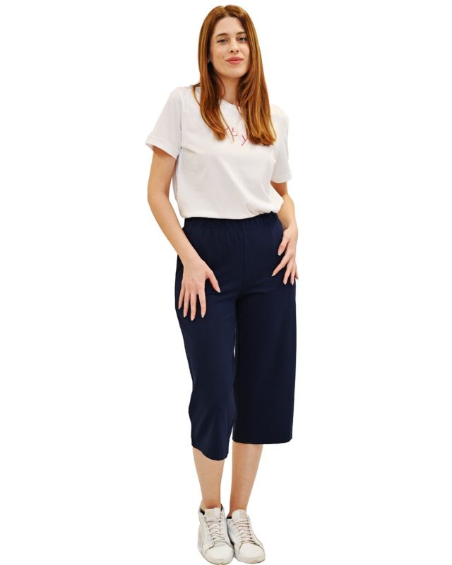 Prodotto: KEY UP - PANTA COULOTTE BLU IN JERSEY ELASTICIZZATO 5L861