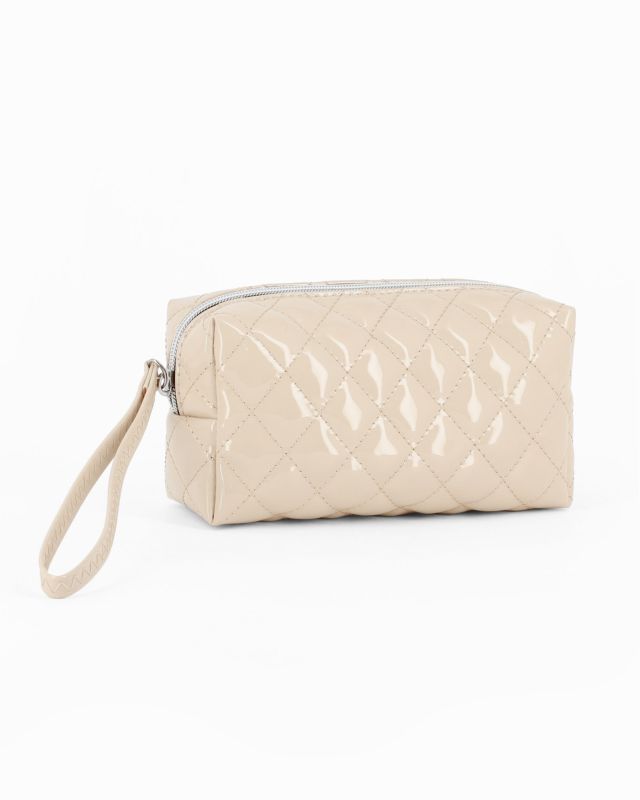 Prodotto: NARDINI - Borsello beige trapuntato in vernice con polsiera