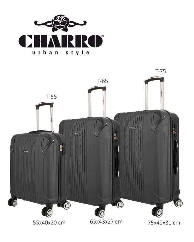 Prodotto: CHARRO - TROLLEY NERO IN ABS 4 RUOTE