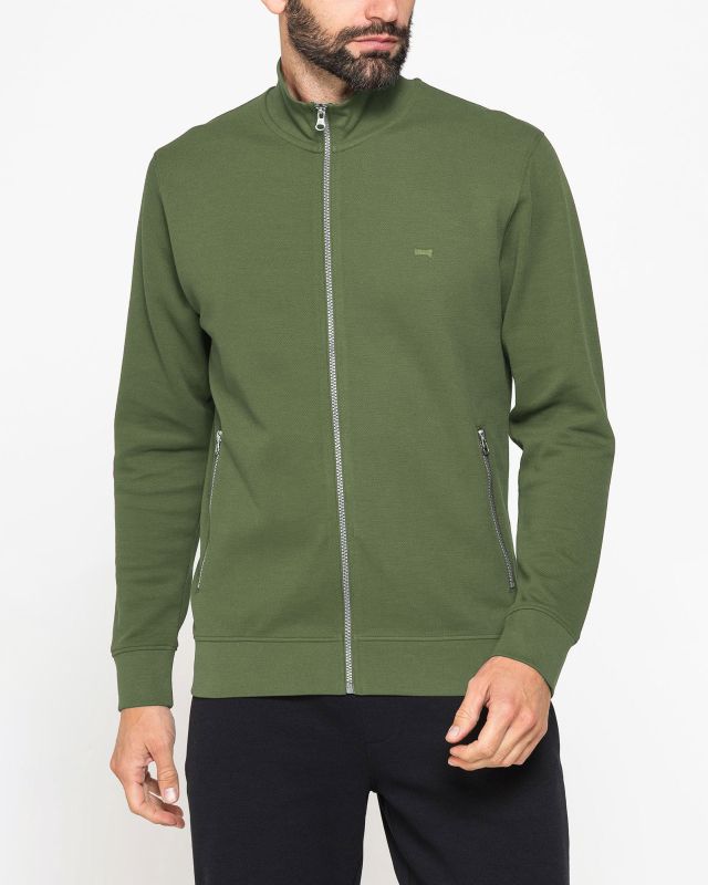 Prodotto: CARRERA - FELPA FULL ZIP VERDE MILITARE IN PIQUET DA UOMO