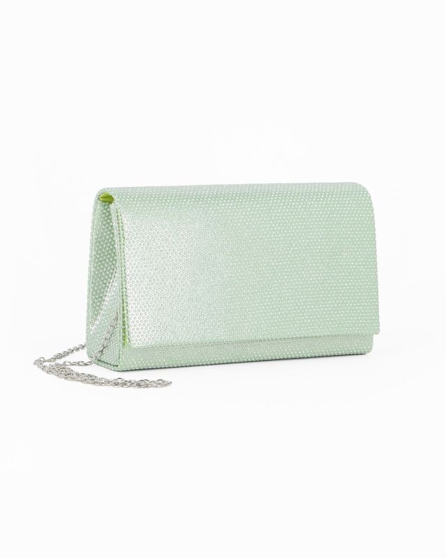 Prodotto: DIVAS - Pochette verde con patta tutta strass