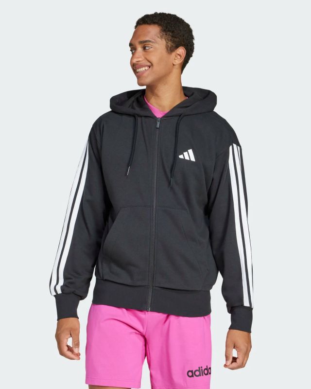 Prodotto: ADIDAS - FELPA CON CAPPUCCIO 3S FT FZ HD DA UOMO NERA - JD1877