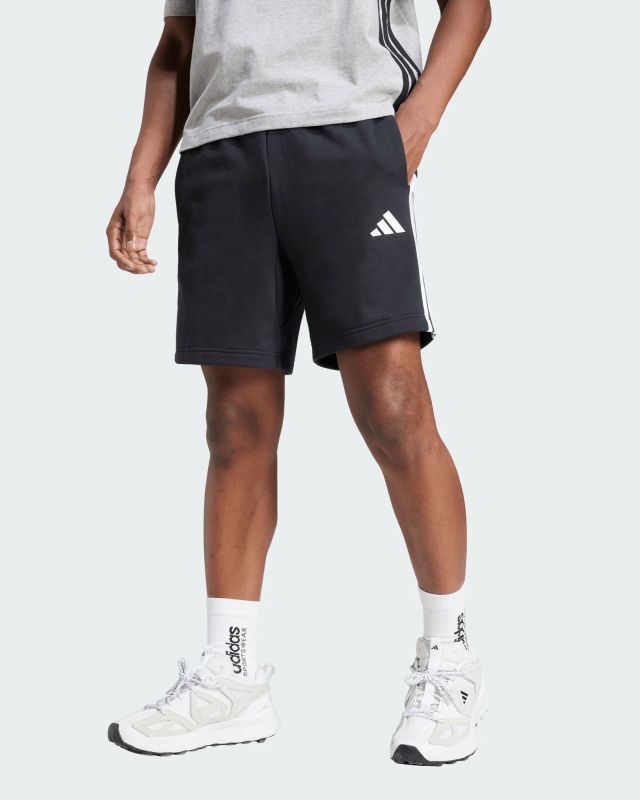 Prodotto: ADIDAS - PANTALONCINO UOMO NERO CON 3 BANDE BIANCHE FRENCH TERRY - JE6414