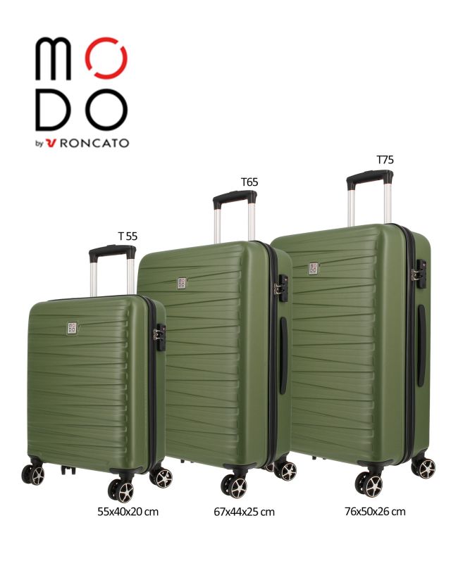 Prodotto: MODO BY RONCATO - TROLLEY ABS VERDE MILITARE 4 RUOTE CON COMBINAZIONE TSA
