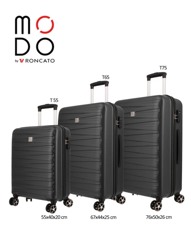 Prodotto: MODO BY RONCATO - TROLLEY ABS NERO 4 RUOTE CON COMBINAZIONE TSA