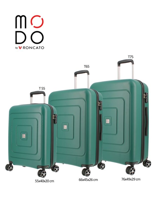 Prodotto: MODO BY RONCATO - TROLLEY ABS VERDE BOTTIGLIA 4 RUOTE CON COMBINAZIONE TSA