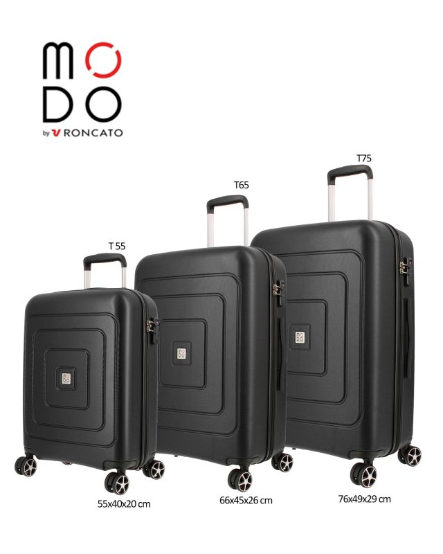 Prodotto: MODO BY RONCATO - TROLLEY ABS NERO 4 RUOTE CON COMBINAZIONE TSA