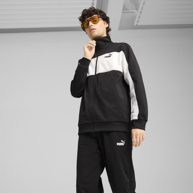 Prodotto: PUMA -TUTA COMPLETA NERA E BIANCA FULL ZIP IN ACETATO POLY COLORBLOCK SUIT  DA UOMO, 687304-01