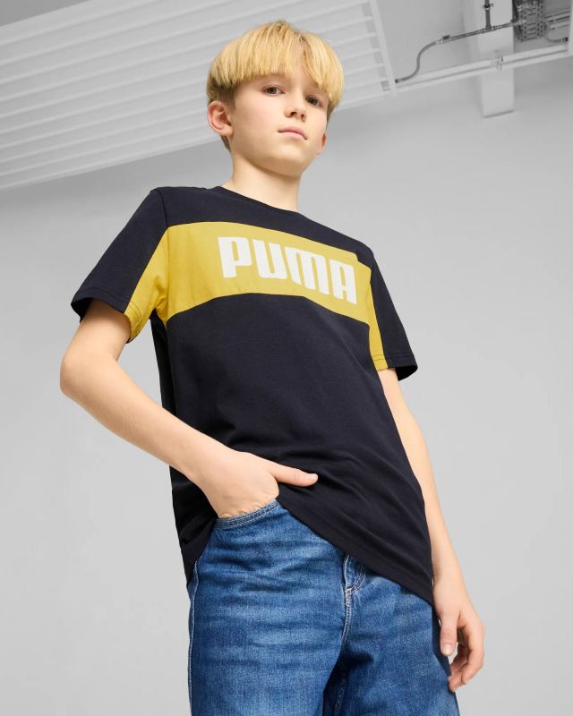 Prodotto: PUMA - T-SHIRT JUNIOR ( 7-16 ANNI) MEZZA MANICA NERA E BIANCA ESSENTIAL BLOCK TEE, 685818-01