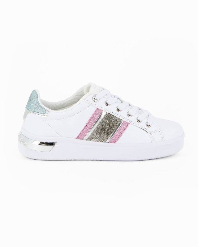 Prodotto: SOLO SOPRANI COUTURE - Sneakers bianca con dettagli strass rosa e azzurro