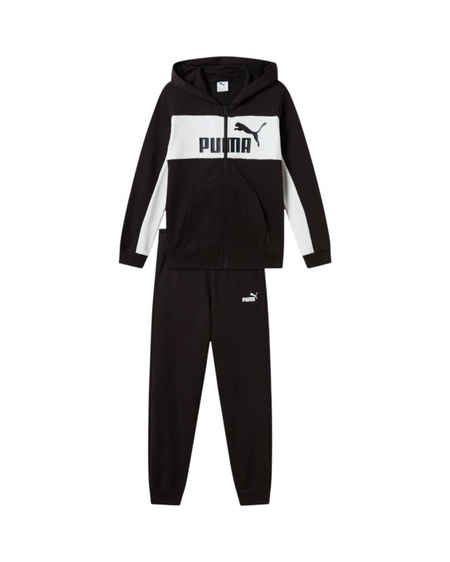 Prodotto: PUMA  TUTA COMPLETA  JUNIOR ( 7-16 ANNI) CON CAPPUCCIO FULL ZIP ESSENTIAL BLOCK FZ HD NERA E BIANCA, 689047-01