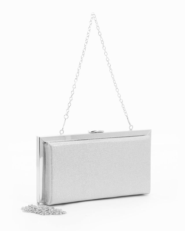 Prodotto: DIVAS - Clutch argento con bordatura in metallo