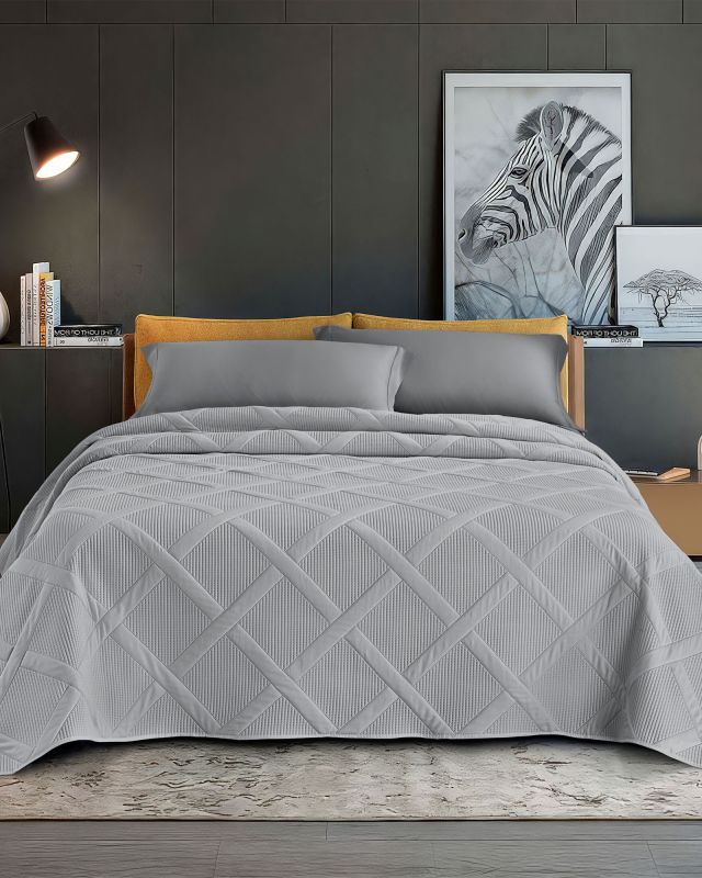 Prodotto: FZ - Trapuntino una piazza grigio trama incroci, 170x250CM